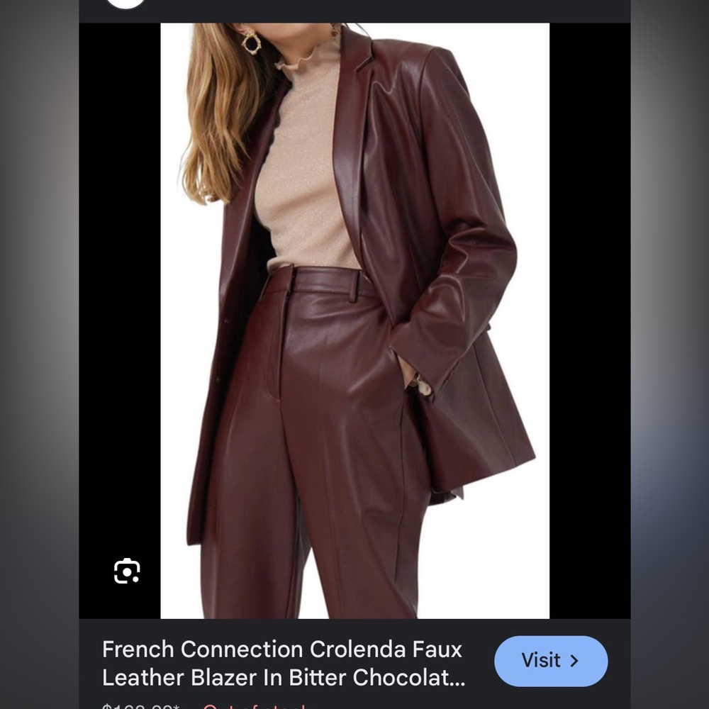 French Collection Chocolate Leather Blazer